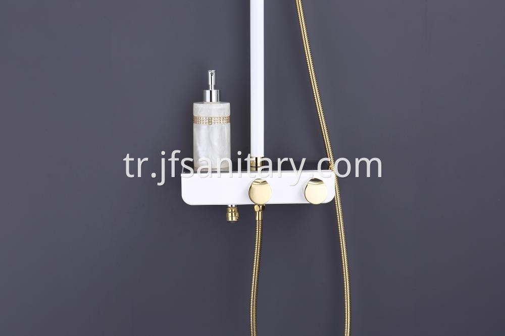 Brass Shower Mixer Set With Shelf Fashion White